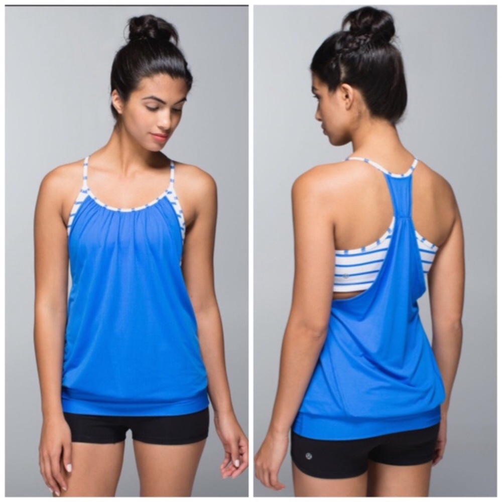 Lululemon No Limits Tank Top Striped Dream Blue